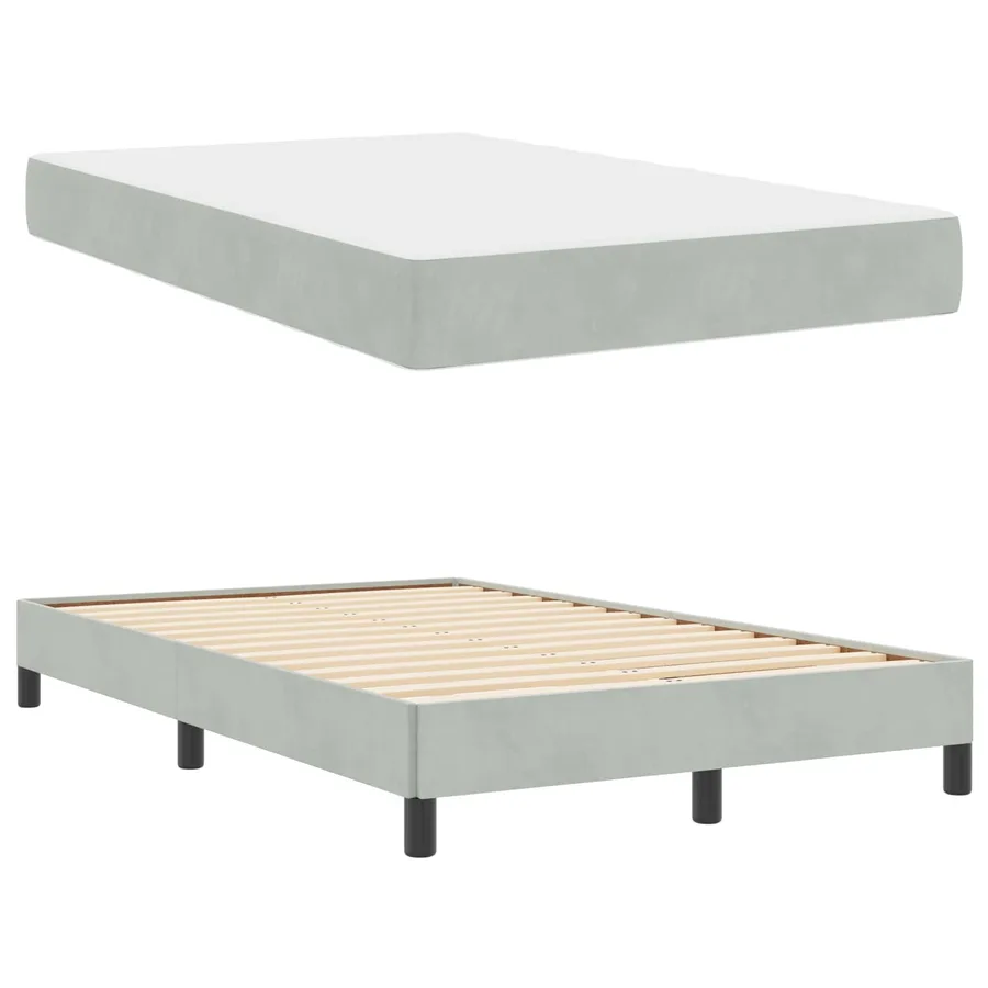Lit à ressorts avec matelas Gris clair 120 x 200 cm tissu - 5