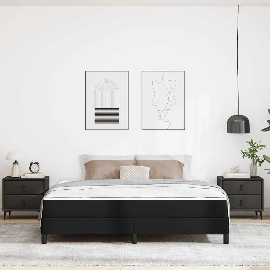 Cadre de lit avec matelas Noir 180 x 200 cm tissu - 3