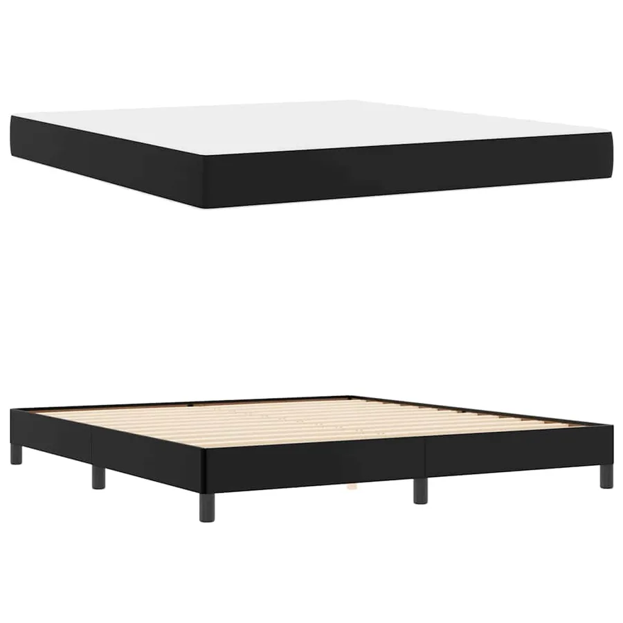 Cadre de lit avec matelas Noir 180 x 200 cm tissu - 6