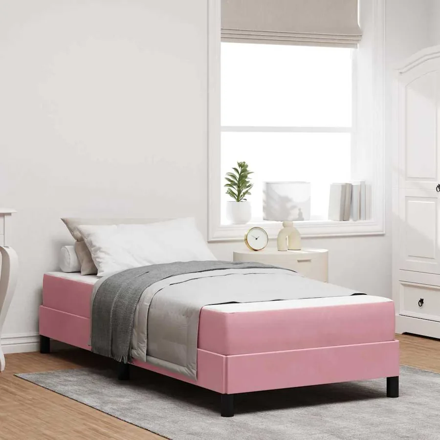 Lit à ressorts avec matelas Rose 100 x 200 cm tissu