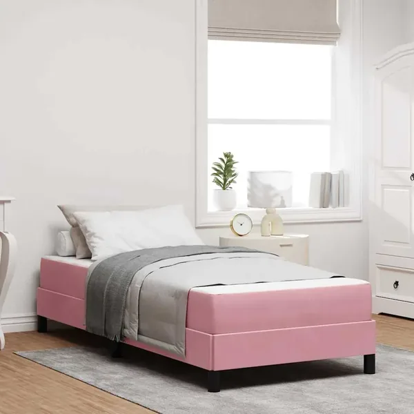 Lit à ressorts avec matelas Rose 100 x 200 cm tissu