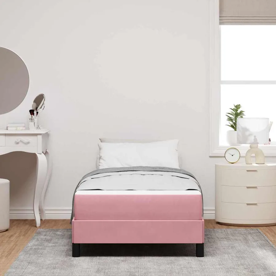 Lit à ressorts avec matelas Rose 100 x 200 cm tissu - 3
