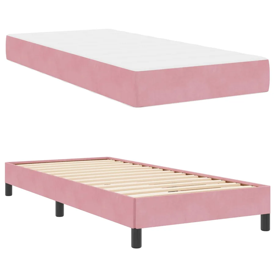 Lit à ressorts avec matelas Rose 100 x 200 cm tissu - 5