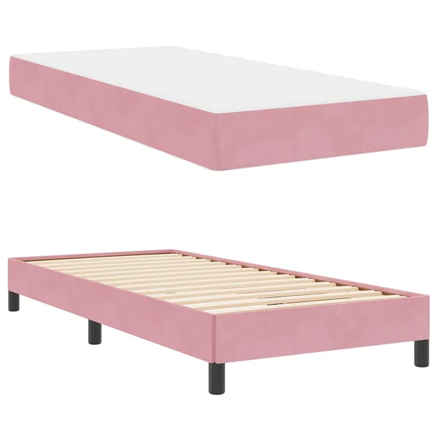 Lit à ressorts avec matelas Rose 100 x 200 cm tissu - 6