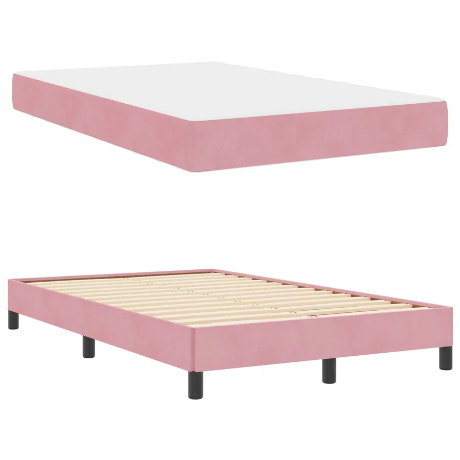 Lit à ressorts avec matelas Rose 120 x 220 cm tissu - 3