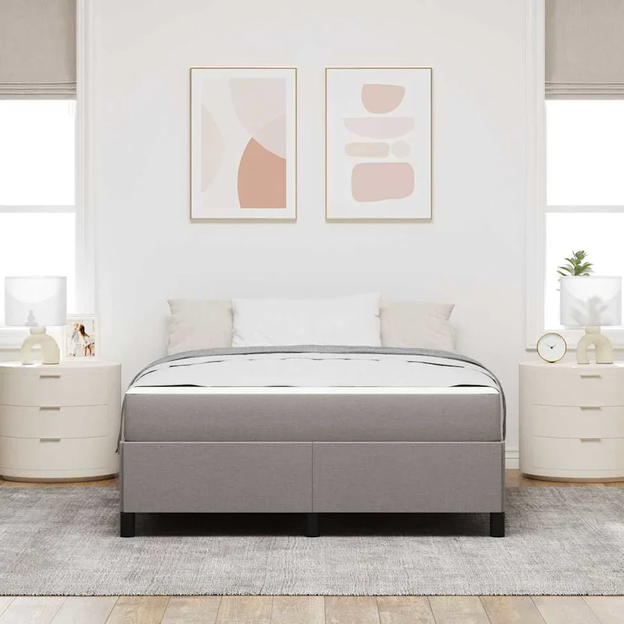 Lit à ressorts Taupe 140 x 200 cm tissu - 3