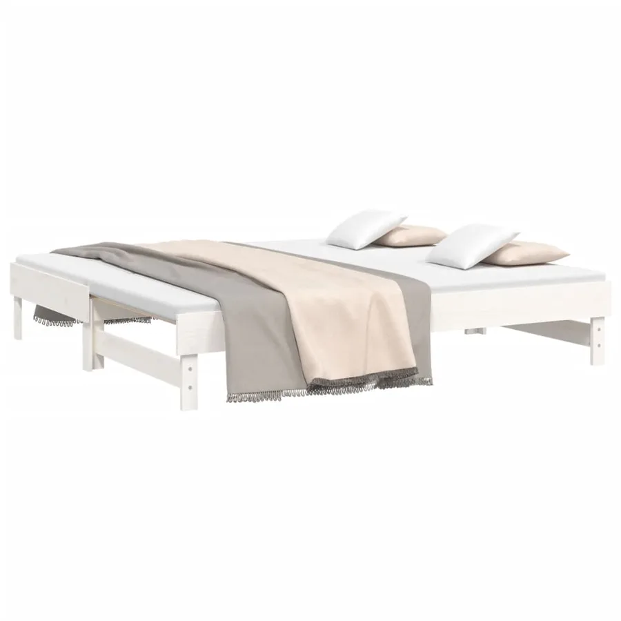 Lit coulissant sans matelas blanc 2x(90x190) cm - 3