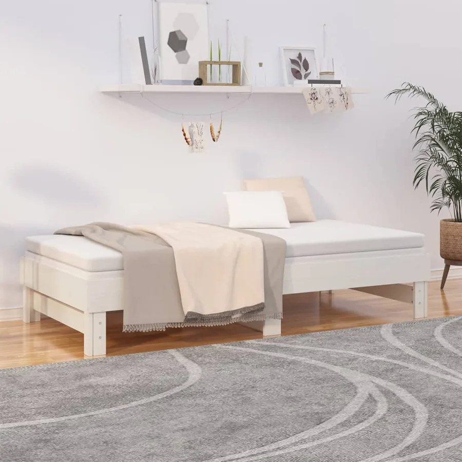 Lit coulissant sans matelas blanc 2x(90x190) cm - 4
