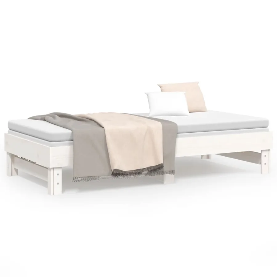 Lit coulissant sans matelas blanc 2x(90x190) cm - 5