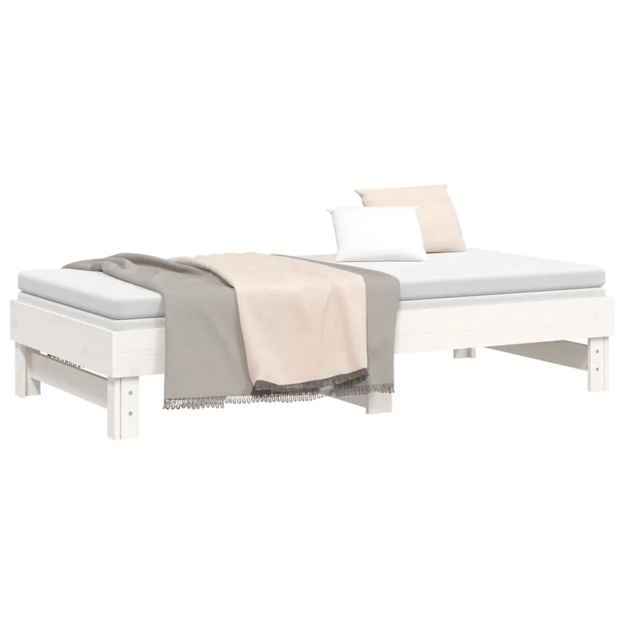 Lit coulissant sans matelas blanc 2x(90x190) cm - 6