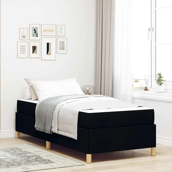 Cadre de lit avec matelas Noir 80 x 200 cm tissu