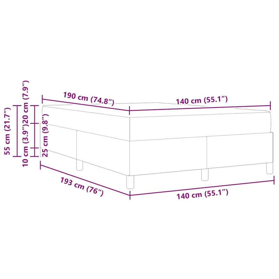 Cadre de lit avec matelas Crème 140 x 190 cm tissu - 13