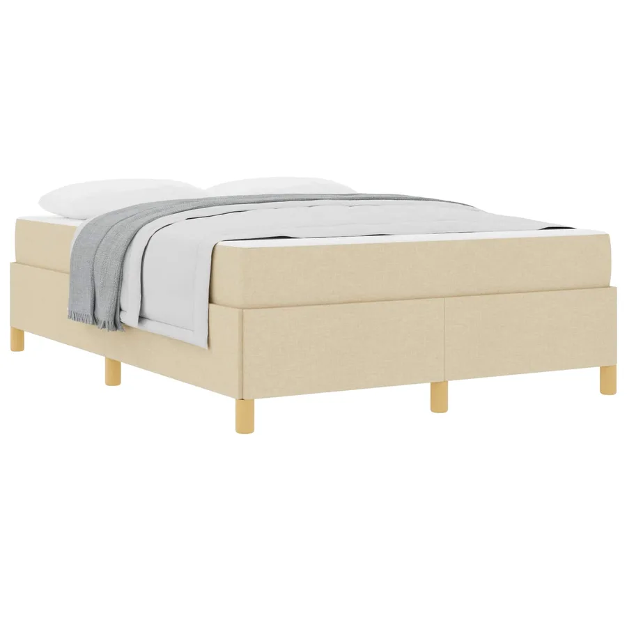 Cadre de lit avec matelas Crème 140 x 190 cm tissu - 2