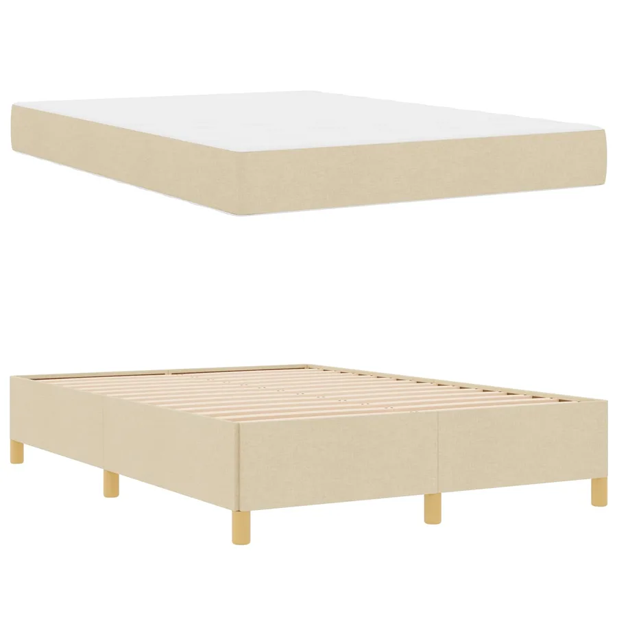 Cadre de lit avec matelas Crème 140 x 190 cm tissu - 5
