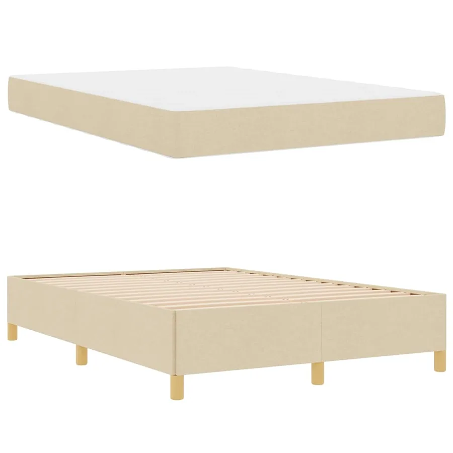 Cadre de lit avec matelas Crème 140 x 190 cm tissu - 6