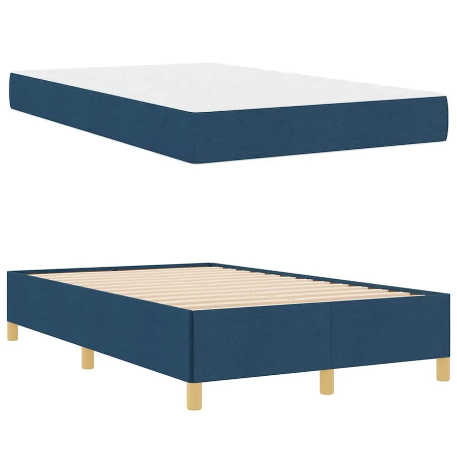 Cadre de lit avec matelas Bleu 120 x 190 cm tissu - 4
