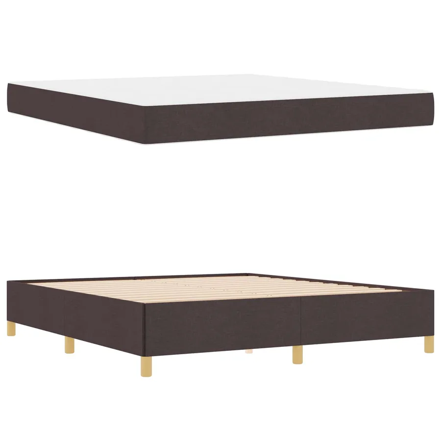 Cadre de lit avec matelas Marron foncé 180 x 200 cm tissu - 5