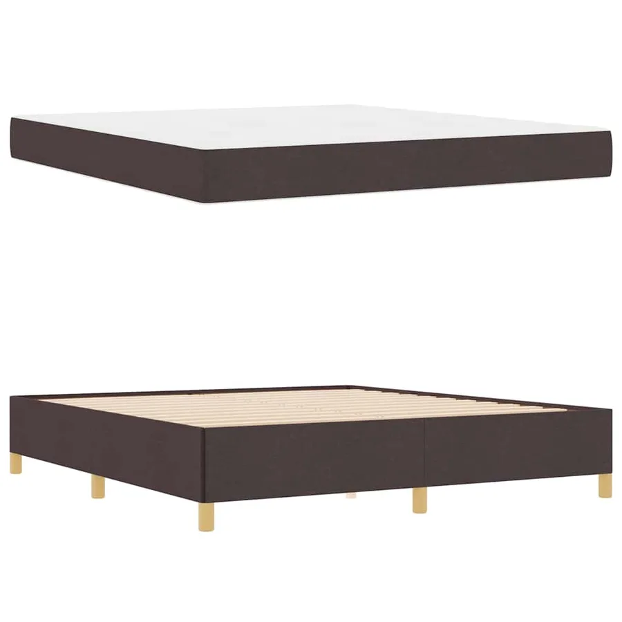 Cadre de lit avec matelas Marron foncé 180 x 200 cm tissu - 6