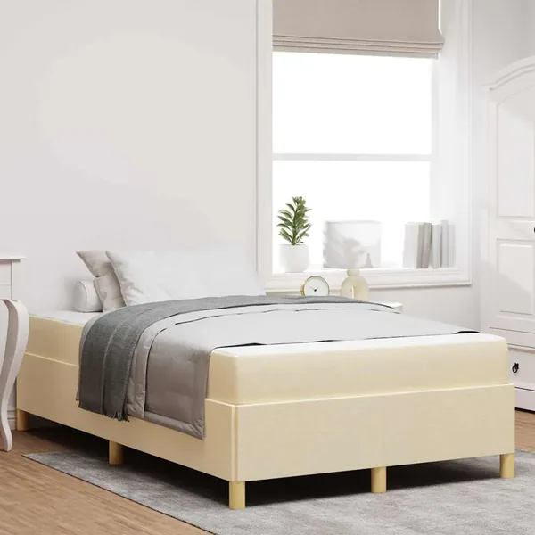 Cadre de lit avec matelas Crème 120 x 200 cm tissu