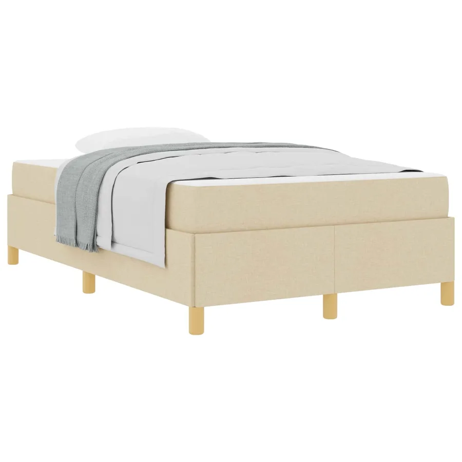 Cadre de lit avec matelas Crème 120 x 200 cm tissu - 2