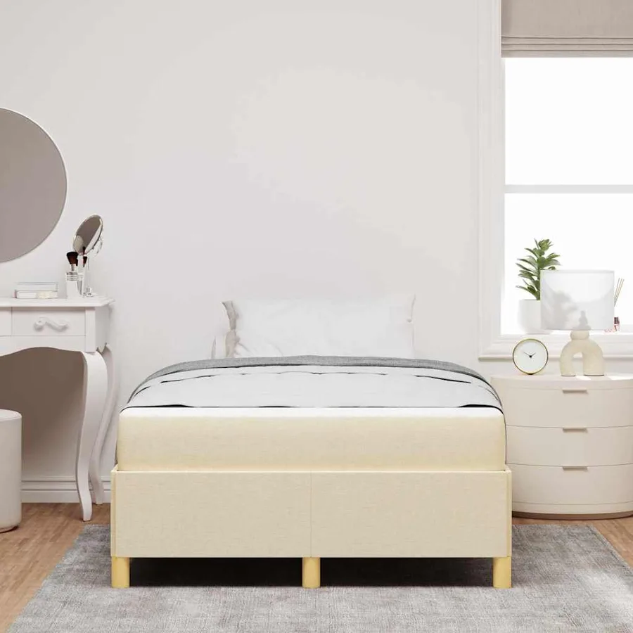 Cadre de lit avec matelas Crème 120 x 200 cm tissu - 3