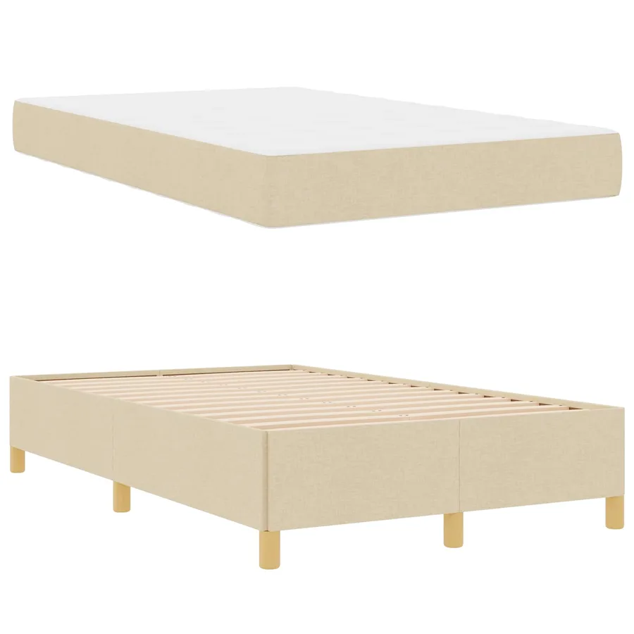 Cadre de lit avec matelas Crème 120 x 200 cm tissu - 5
