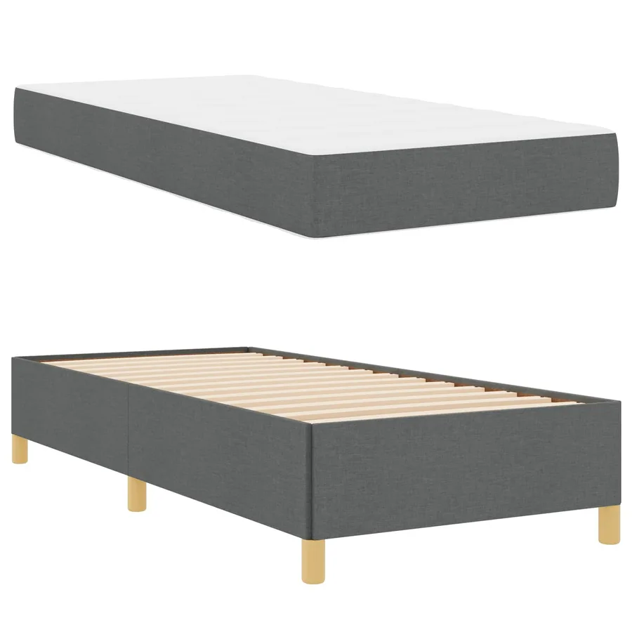 Cadre de lit avec matelas Gris foncé 90 x 200 cm tissu - 5