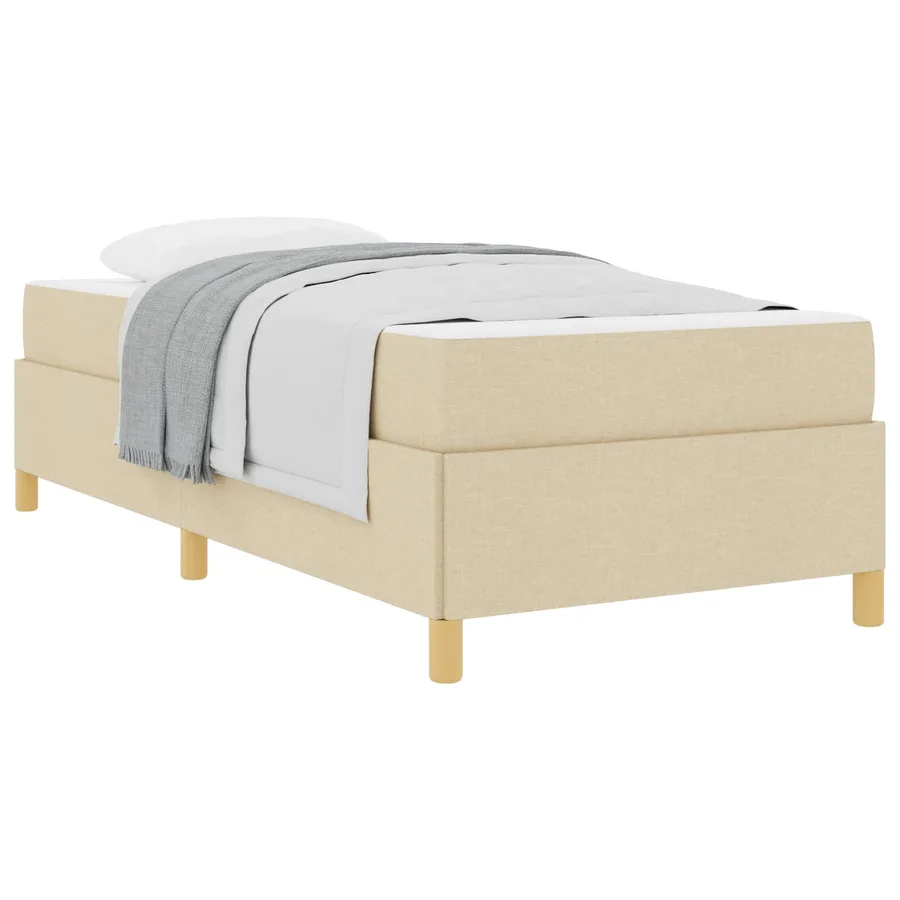 Cadre de lit avec matelas Crème 90 x 200 cm tissu - 2