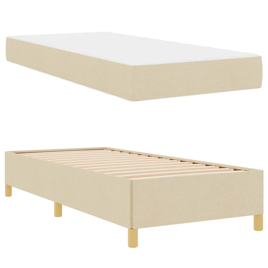 Cadre de lit avec matelas Crème 90 x 200 cm tissu - 5