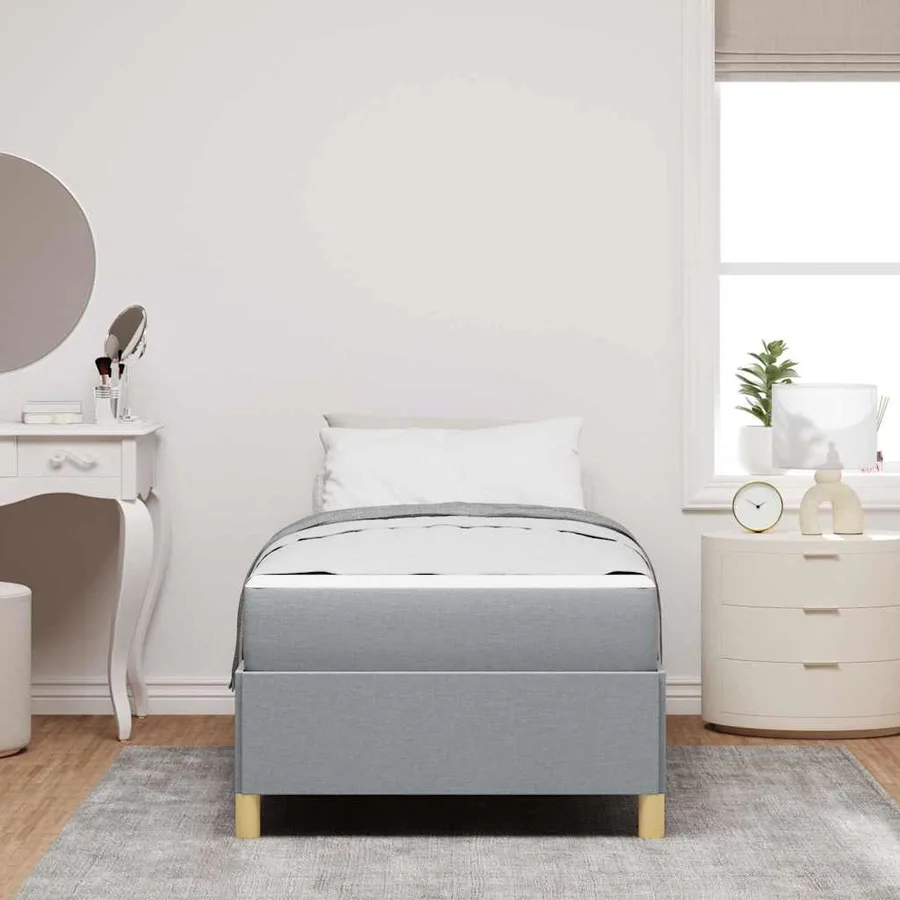 Cadre de lit avec matelas Gris clair 100 x 200 cm tissu - 3