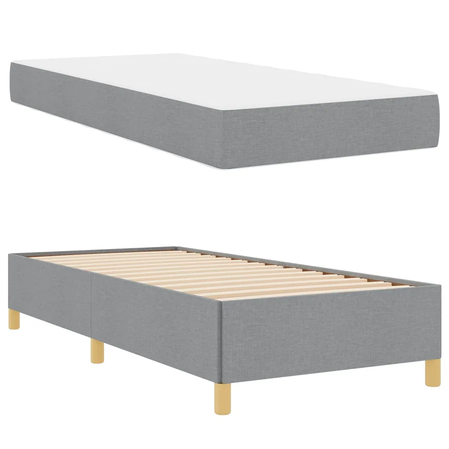 Cadre de lit avec matelas Gris clair 100 x 200 cm tissu - 5