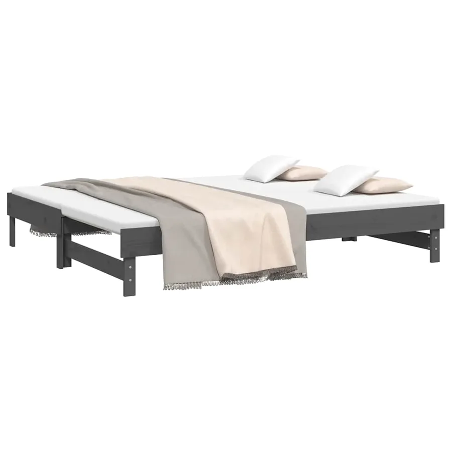 Lit coulissant sans matelas gris 2x(80x200)cm - 3