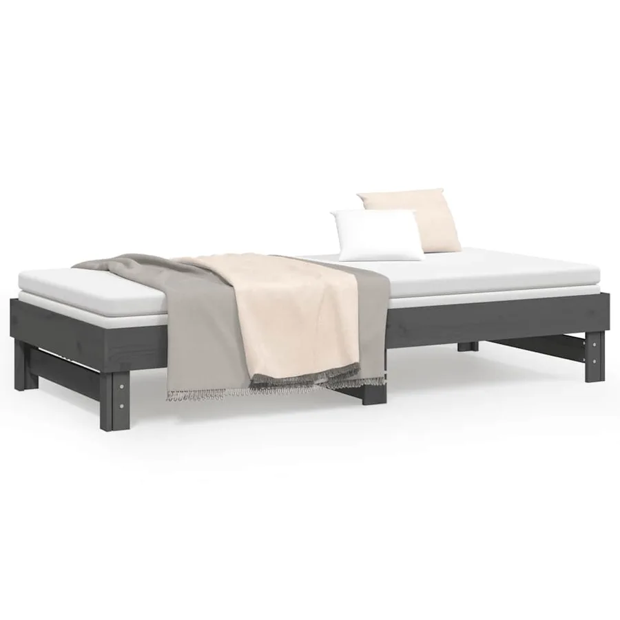 Lit coulissant sans matelas gris 2x(80x200)cm - 5