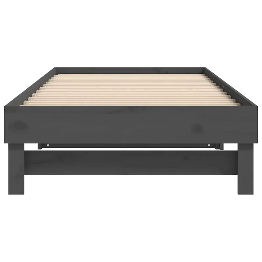 Lit coulissant sans matelas gris 2x(80x200)cm - 9