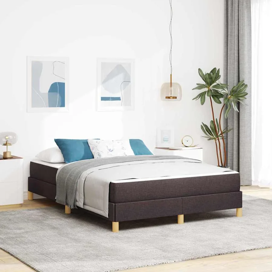 Lit à ressorts avec matelas Marron foncé 140 x 190 cm tissu