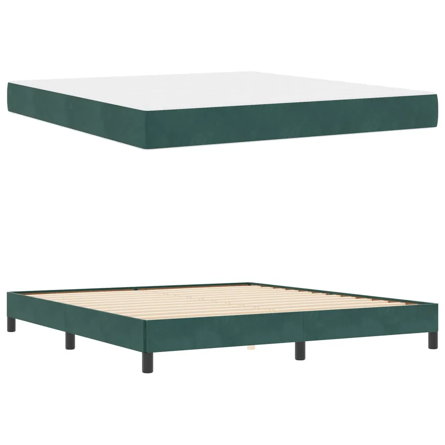 Lit à ressorts avec matelas Vert foncé 180 x 200 cm tissu - 5