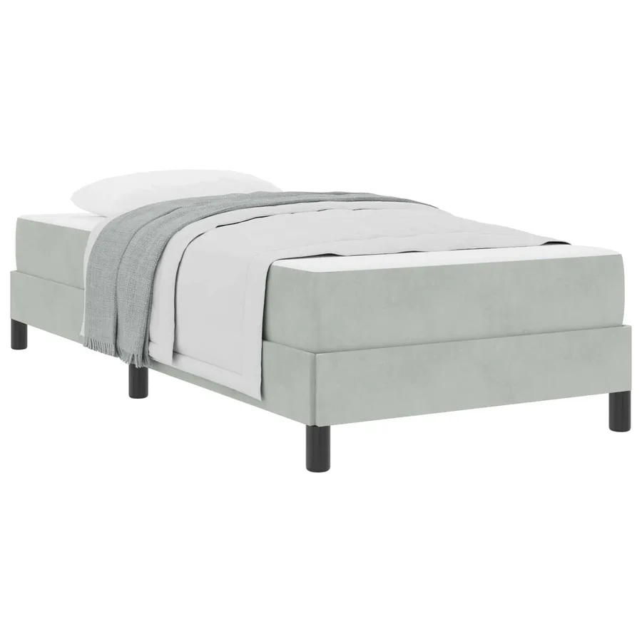 Lit à ressorts avec matelas Gris clair 80 x 210 cm tissu - 2