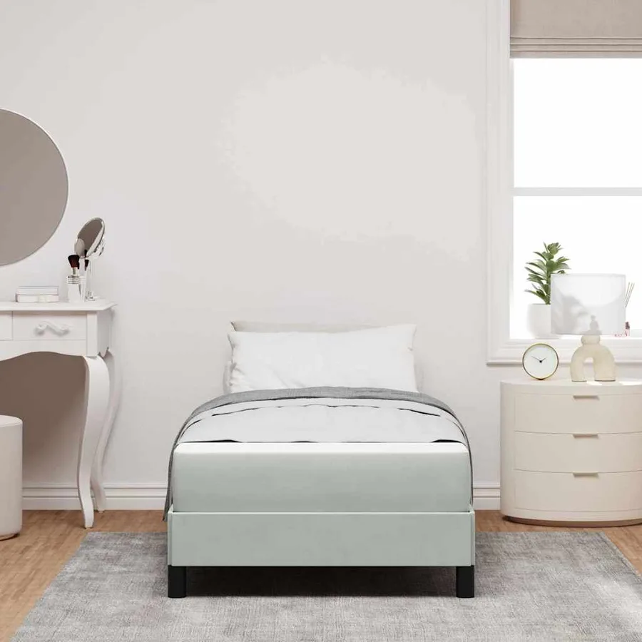 Lit à ressorts avec matelas Gris clair 80 x 210 cm tissu - 3