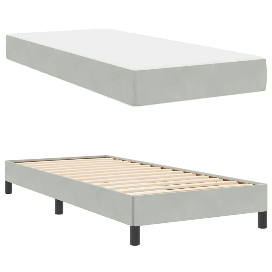Lit à ressorts avec matelas Gris clair 80 x 210 cm tissu - 4