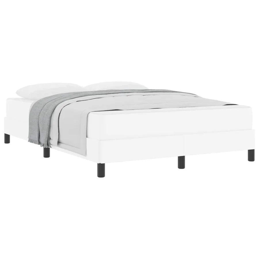 Cadre de lit avec matelas Blanc pur 140 x 200 cm tissu - 2