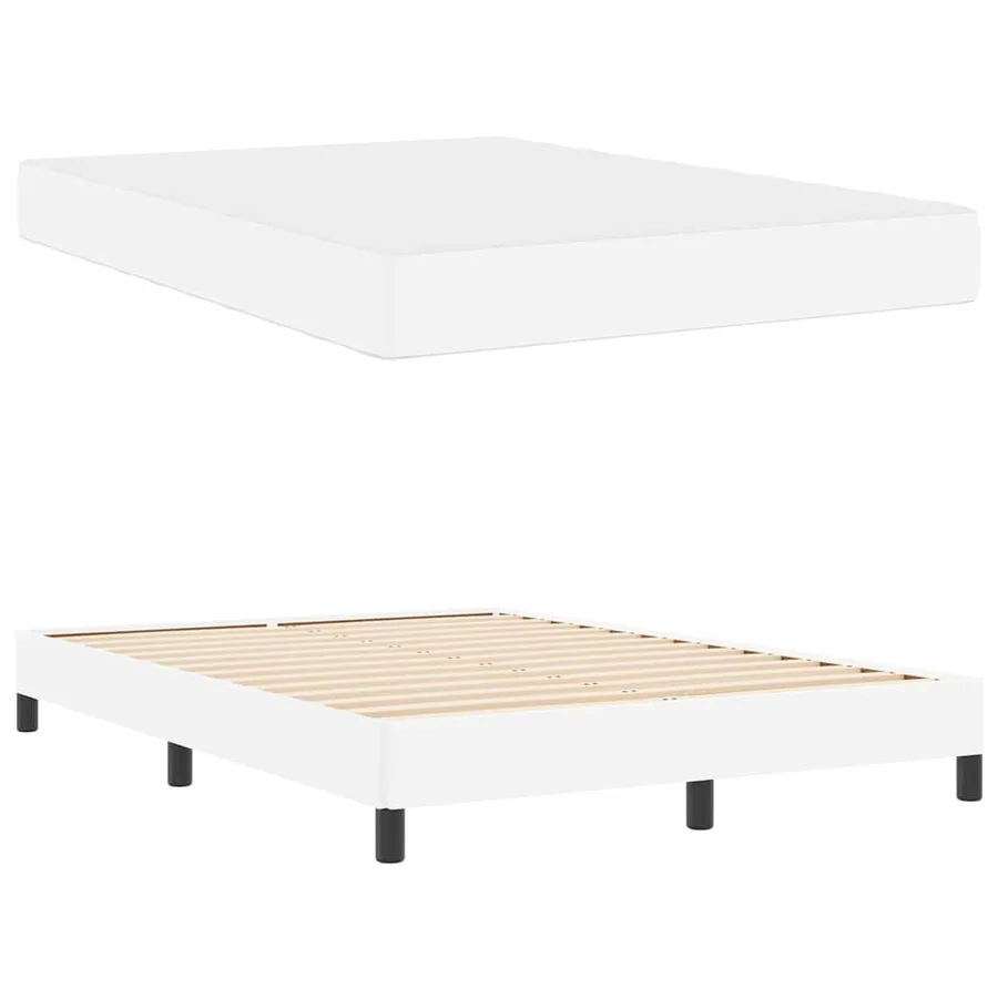 Cadre de lit avec matelas Blanc pur 140 x 200 cm tissu - 6