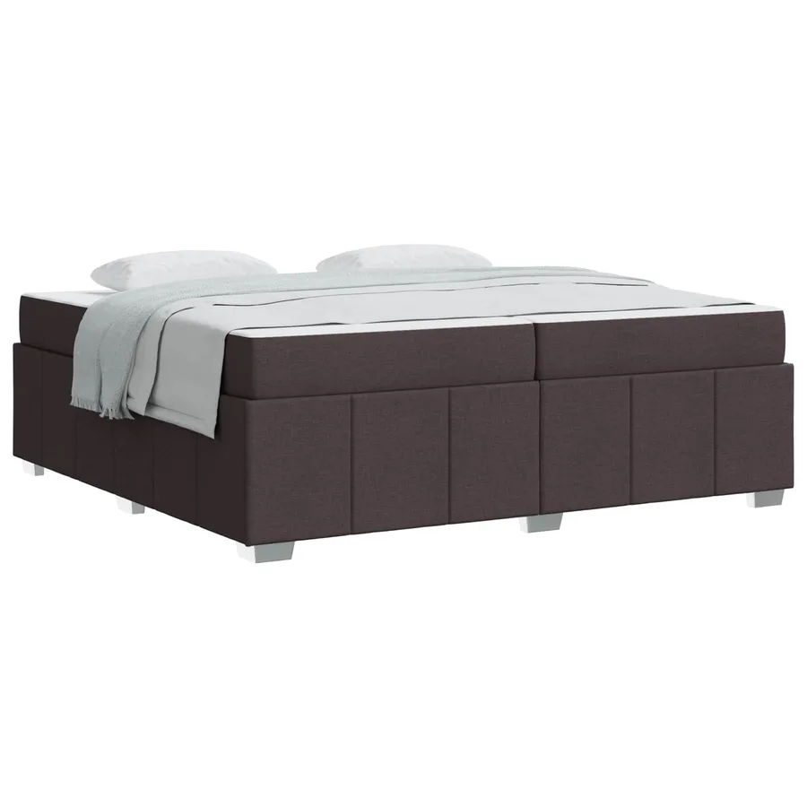 Cadre de lit avec matelas Marron foncé 200 x 200 cm tissu - 2