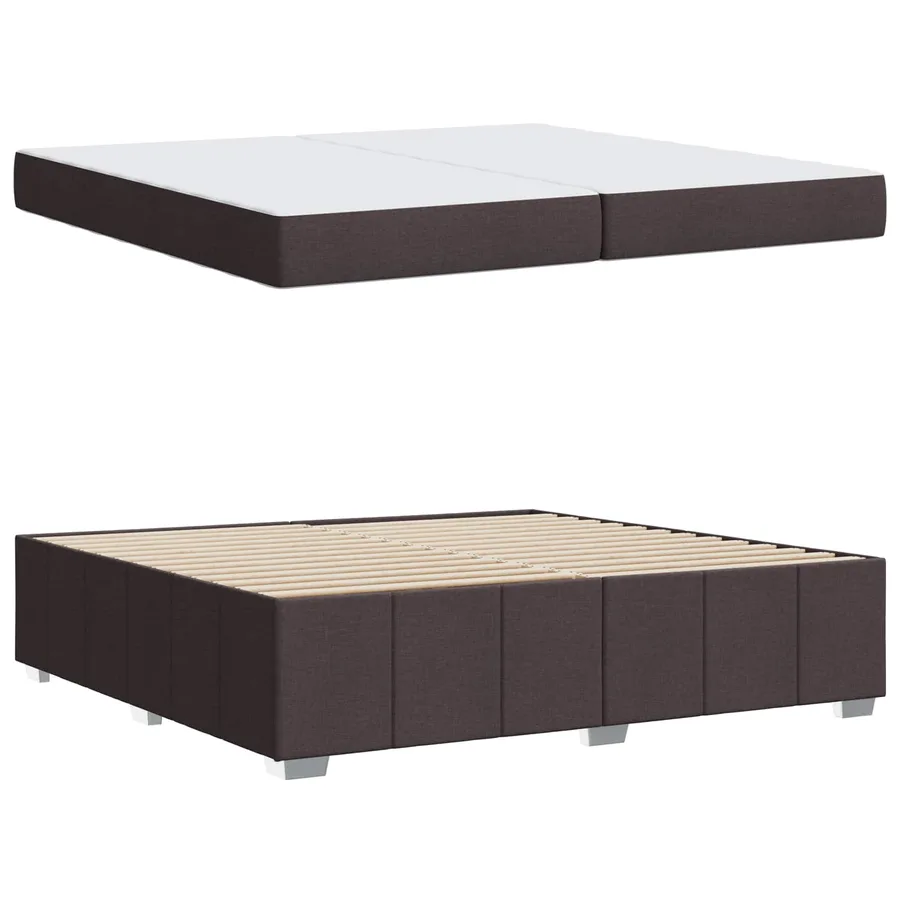 Cadre de lit avec matelas Marron foncé 200 x 200 cm tissu - 5