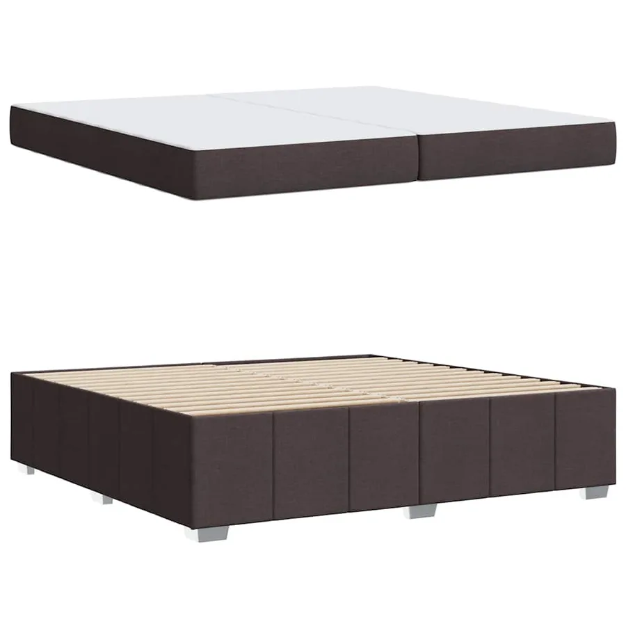 Cadre de lit avec matelas Marron foncé 200 x 200 cm tissu - 6