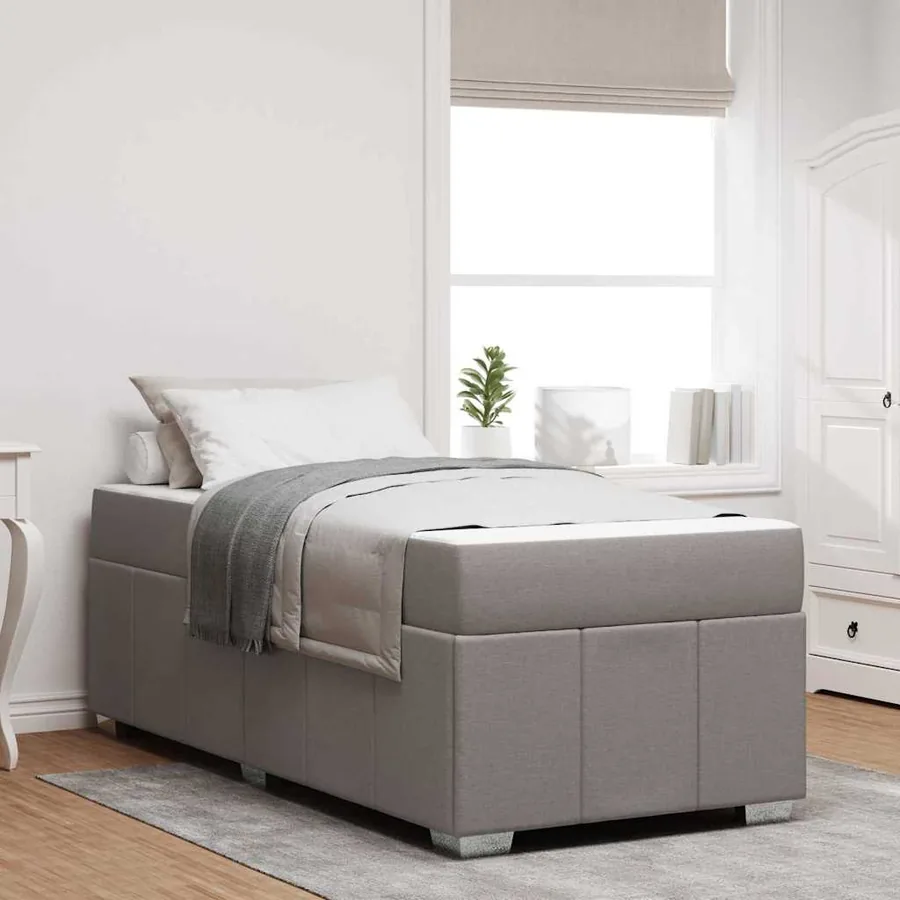 Cadre de lit avec matelas Taupe 80 x 200 cm tissu