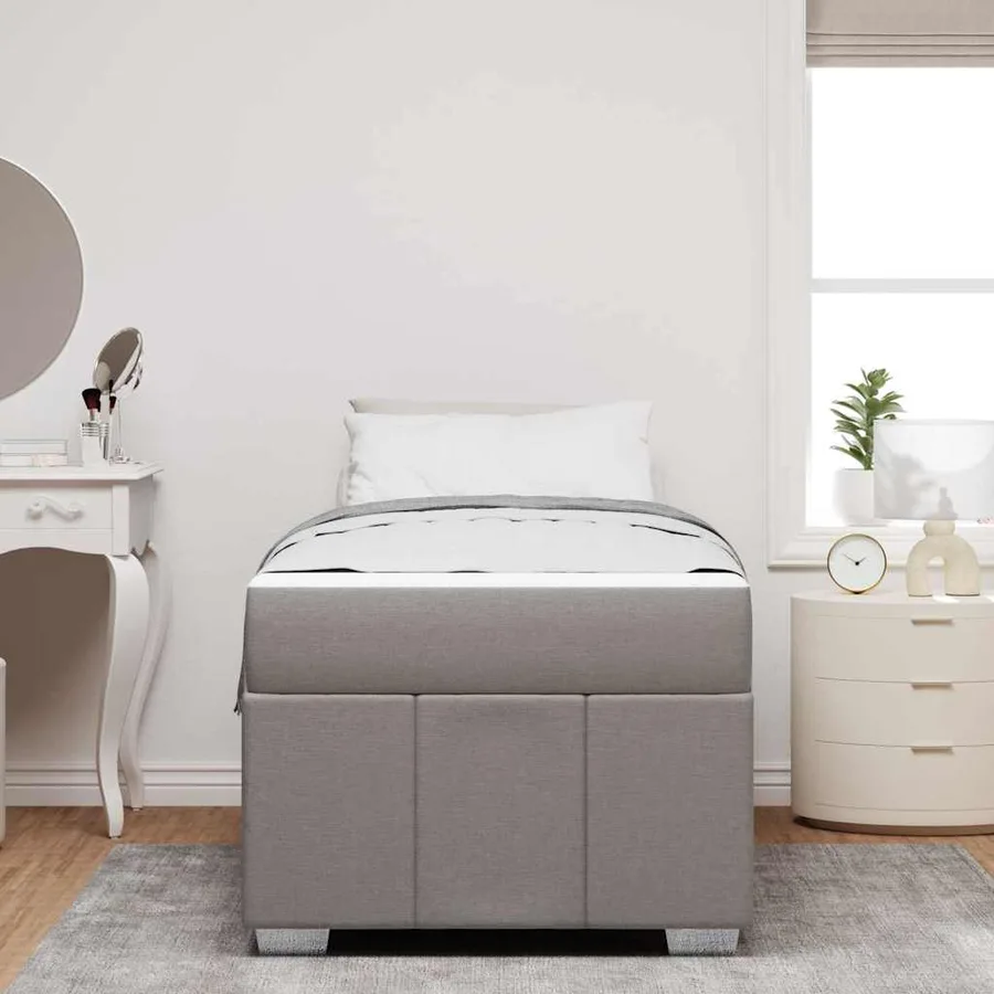 Cadre de lit avec matelas Taupe 80 x 200 cm tissu - 3