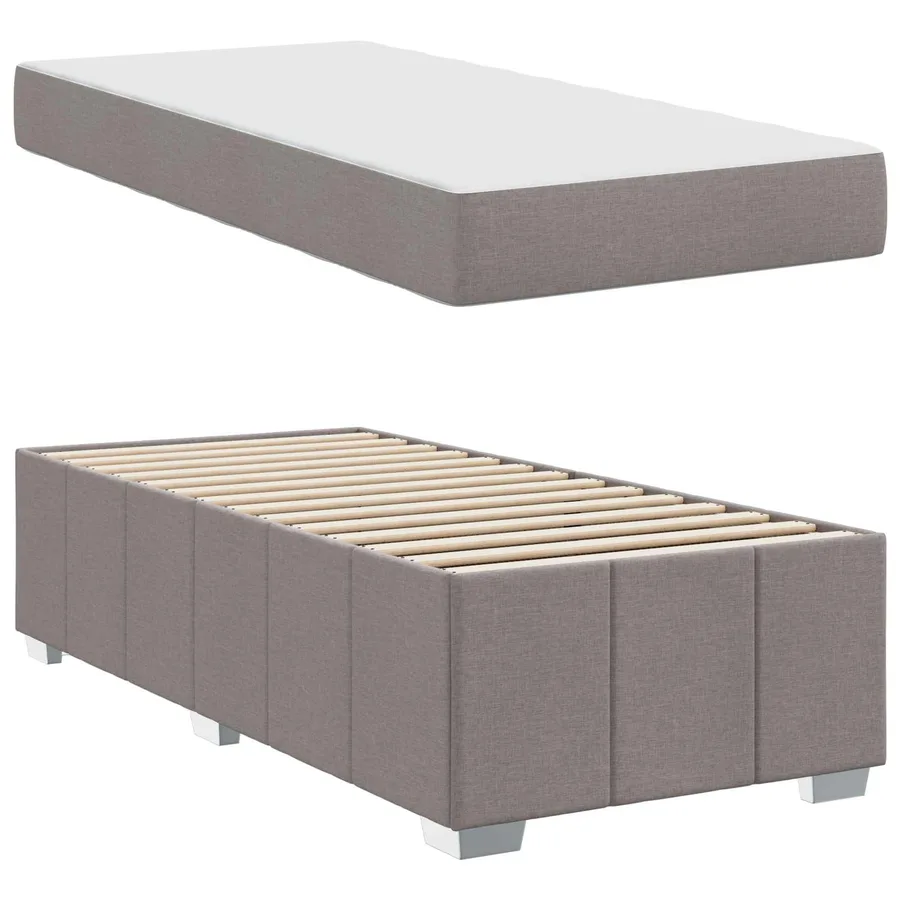 Cadre de lit avec matelas Taupe 80 x 200 cm tissu - 5