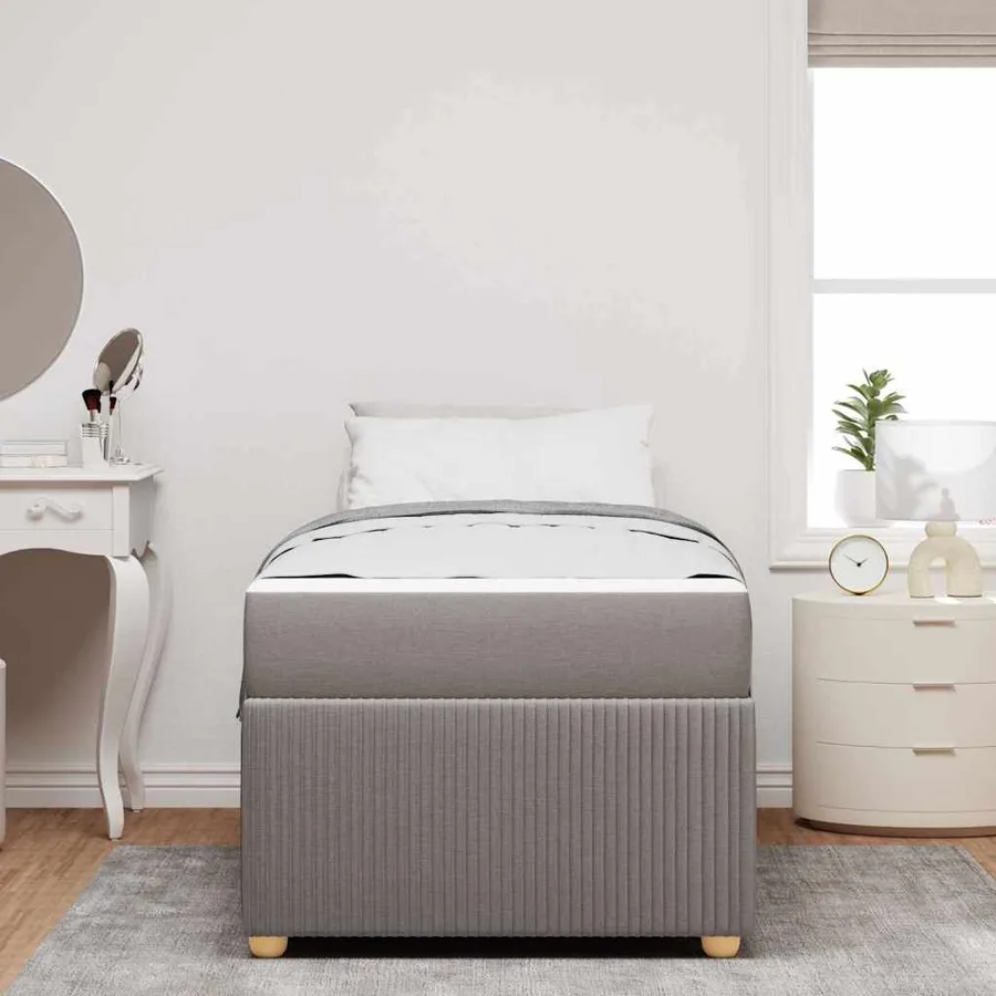 Cadre de lit avec matelas Taupe 90 x 190 cm tissu - 3