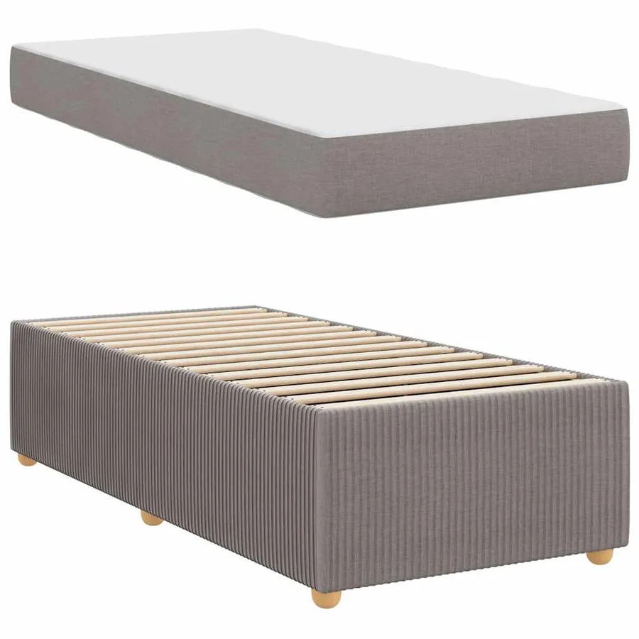 Cadre de lit avec matelas Taupe 90 x 190 cm tissu - 6