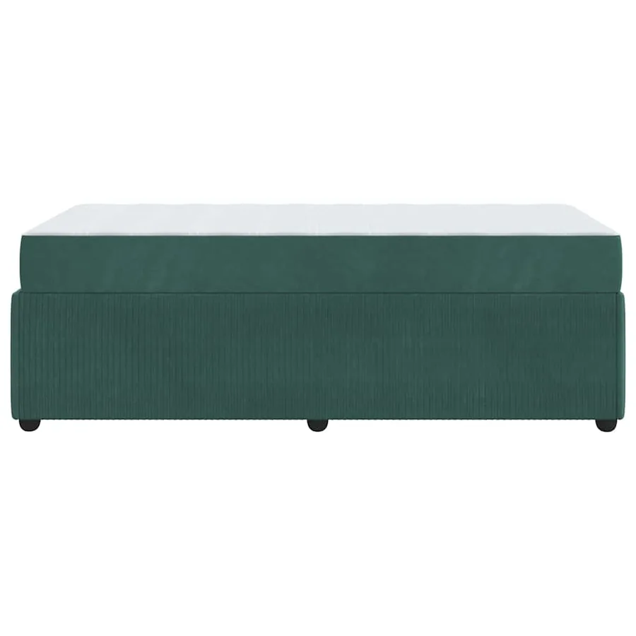 Cadre de lit avec matelas Vert foncé 90 x 200 cm tissu - 6